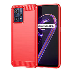 Silikon Hülle Handyhülle Gummi Schutzhülle Flexible Tasche Line für Realme 9 4G Rot