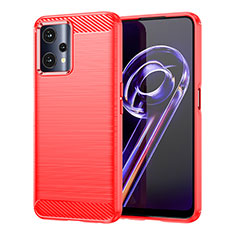 Silikon Hülle Handyhülle Gummi Schutzhülle Flexible Tasche Line für Realme 9 5G Rot