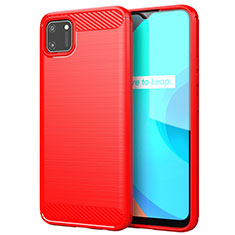 Silikon Hülle Handyhülle Gummi Schutzhülle Flexible Tasche Line für Realme C11 Rot