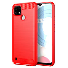 Silikon Hülle Handyhülle Gummi Schutzhülle Flexible Tasche Line für Realme C21Y Rot