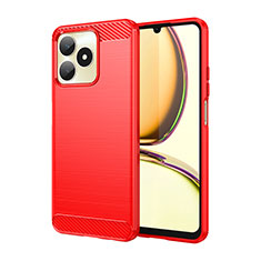 Silikon Hülle Handyhülle Gummi Schutzhülle Flexible Tasche Line für Realme C67 Rot