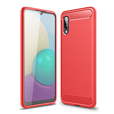 Silikon Hülle Handyhülle Gummi Schutzhülle Flexible Tasche Line für Samsung Galaxy A02 Rot