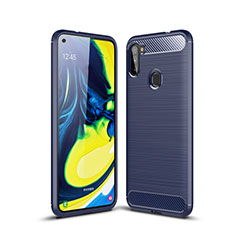 Silikon Hülle Handyhülle Gummi Schutzhülle Flexible Tasche Line für Samsung Galaxy A11 Blau