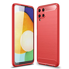 Silikon Hülle Handyhülle Gummi Schutzhülle Flexible Tasche Line für Samsung Galaxy A22 4G Rot