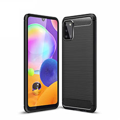 Silikon Hülle Handyhülle Gummi Schutzhülle Flexible Tasche Line für Samsung Galaxy A31 Schwarz