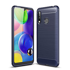 Silikon Hülle Handyhülle Gummi Schutzhülle Flexible Tasche Line für Samsung Galaxy A70E Blau