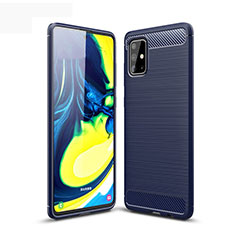 Silikon Hülle Handyhülle Gummi Schutzhülle Flexible Tasche Line für Samsung Galaxy A71 4G A715 Blau