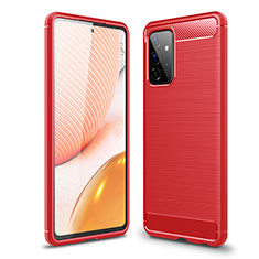 Silikon Hülle Handyhülle Gummi Schutzhülle Flexible Tasche Line für Samsung Galaxy A72 4G Rot