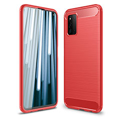 Silikon Hülle Handyhülle Gummi Schutzhülle Flexible Tasche Line für Samsung Galaxy F52 5G Rot