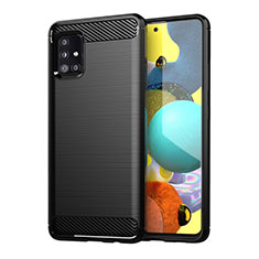 Silikon Hülle Handyhülle Gummi Schutzhülle Flexible Tasche Line für Samsung Galaxy M40S Schwarz