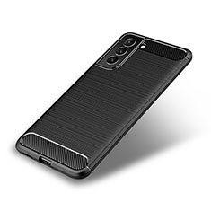 Silikon Hülle Handyhülle Gummi Schutzhülle Flexible Tasche Line für Samsung Galaxy S21 5G Schwarz