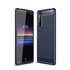 Silikon Hülle Handyhülle Gummi Schutzhülle Flexible Tasche Line für Sony Xperia 1 II Blau