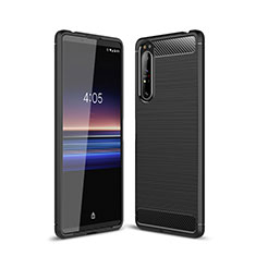 Silikon Hülle Handyhülle Gummi Schutzhülle Flexible Tasche Line für Sony Xperia 1 II Schwarz