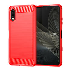 Silikon Hülle Handyhülle Gummi Schutzhülle Flexible Tasche Line für Sony Xperia Ace II SO-41B Rot