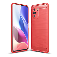 Silikon Hülle Handyhülle Gummi Schutzhülle Flexible Tasche Line für Xiaomi Poco F3 5G Rot