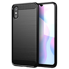 Silikon Hülle Handyhülle Gummi Schutzhülle Flexible Tasche Line für Xiaomi Redmi 9A Schwarz