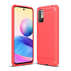 Silikon Hülle Handyhülle Gummi Schutzhülle Flexible Tasche Line für Xiaomi Redmi Note 10 5G Rot