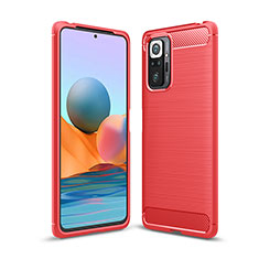 Silikon Hülle Handyhülle Gummi Schutzhülle Flexible Tasche Line für Xiaomi Redmi Note 10 Pro 4G Rot