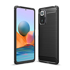 Silikon Hülle Handyhülle Gummi Schutzhülle Flexible Tasche Line für Xiaomi Redmi Note 10 Pro 4G Schwarz