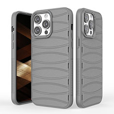Silikon Hülle Handyhülle Gummi Schutzhülle Flexible Tasche Line KC1 für Apple iPhone 15 Pro Max Grau