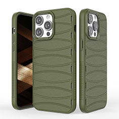 Silikon Hülle Handyhülle Gummi Schutzhülle Flexible Tasche Line KC1 für Apple iPhone 15 Pro Max Grün