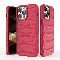 Silikon Hülle Handyhülle Gummi Schutzhülle Flexible Tasche Line KC1 für Apple iPhone 15 Pro Max Rot