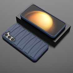 Silikon Hülle Handyhülle Gummi Schutzhülle Flexible Tasche Line KC2 für Samsung Galaxy S22 5G Blau