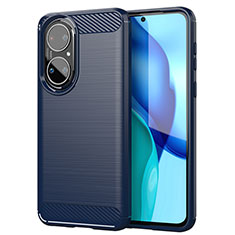 Silikon Hülle Handyhülle Gummi Schutzhülle Flexible Tasche Line MF1 für Huawei P50 Pro Blau