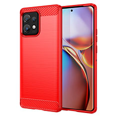 Silikon Hülle Handyhülle Gummi Schutzhülle Flexible Tasche Line MF1 für Motorola Moto Edge 40 Pro 5G Rot