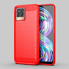 Silikon Hülle Handyhülle Gummi Schutzhülle Flexible Tasche Line MF1 für Realme 8 4G Rot