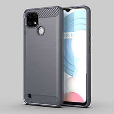 Silikon Hülle Handyhülle Gummi Schutzhülle Flexible Tasche Line MF1 für Realme C25Y India Grau