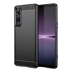 Silikon Hülle Handyhülle Gummi Schutzhülle Flexible Tasche Line MF1 für Sony Xperia 1 V Schwarz