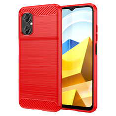Silikon Hülle Handyhülle Gummi Schutzhülle Flexible Tasche Line MF1 für Xiaomi Poco M4 5G Rot