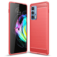 Silikon Hülle Handyhülle Gummi Schutzhülle Flexible Tasche Line S01 für Motorola Moto Edge S Pro 5G Rot