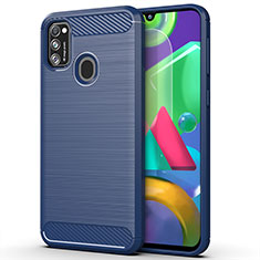 Silikon Hülle Handyhülle Gummi Schutzhülle Flexible Tasche Line S01 für Samsung Galaxy M30s Blau