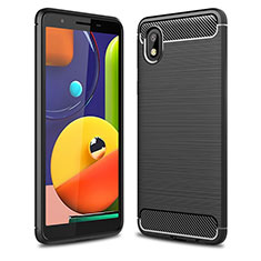 Silikon Hülle Handyhülle Gummi Schutzhülle Flexible Tasche Line WL1 für Samsung Galaxy A01 Core Schwarz