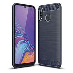 Silikon Hülle Handyhülle Gummi Schutzhülle Flexible Tasche Line WL1 für Samsung Galaxy A30 Blau