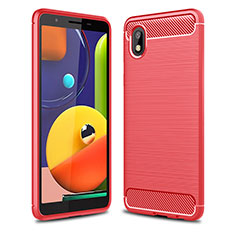 Silikon Hülle Handyhülle Gummi Schutzhülle Flexible Tasche Line WL1 für Samsung Galaxy M01 Core Rot
