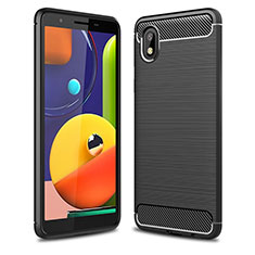 Silikon Hülle Handyhülle Gummi Schutzhülle Flexible Tasche Line WL1 für Samsung Galaxy M01 Core Schwarz