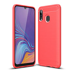 Silikon Hülle Handyhülle Gummi Schutzhülle Flexible Tasche Line WL1 für Samsung Galaxy M10S Rot