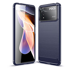 Silikon Hülle Handyhülle Gummi Schutzhülle Flexible Tasche Line WL1 für Xiaomi Poco X4 Pro 5G Blau