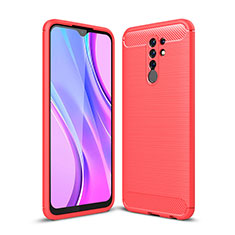 Silikon Hülle Handyhülle Gummi Schutzhülle Flexible Tasche Line WL1 für Xiaomi Redmi 9 Prime India Rot