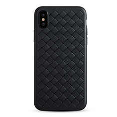 Silikon Hülle Handyhülle Gummi Schutzhülle Leder C01 für Apple iPhone Xs Schwarz