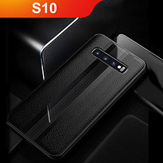 Silikon Hülle Handyhülle Gummi Schutzhülle Leder Q01 für Samsung Galaxy S10 Schwarz