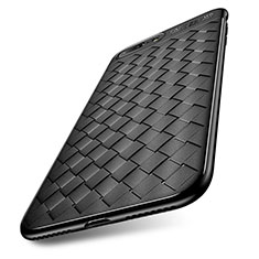 Silikon Hülle Handyhülle Gummi Schutzhülle Leder S02 für Apple iPhone 7 Plus Schwarz