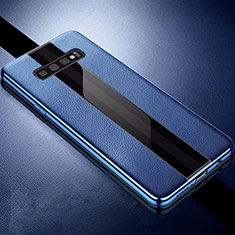 Silikon Hülle Handyhülle Gummi Schutzhülle Leder Tasche A01 für Samsung Galaxy S10 Plus Blau