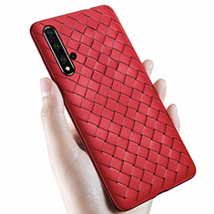 Silikon Hülle Handyhülle Gummi Schutzhülle Leder Tasche für Huawei Nova 5T Rot