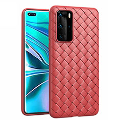 Silikon Hülle Handyhülle Gummi Schutzhülle Leder Tasche für Huawei P40 Pro Rot