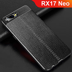 Silikon Hülle Handyhülle Gummi Schutzhülle Leder Tasche für Oppo RX17 Neo Schwarz