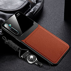 Silikon Hülle Handyhülle Gummi Schutzhülle Leder Tasche für Realme X2 Braun